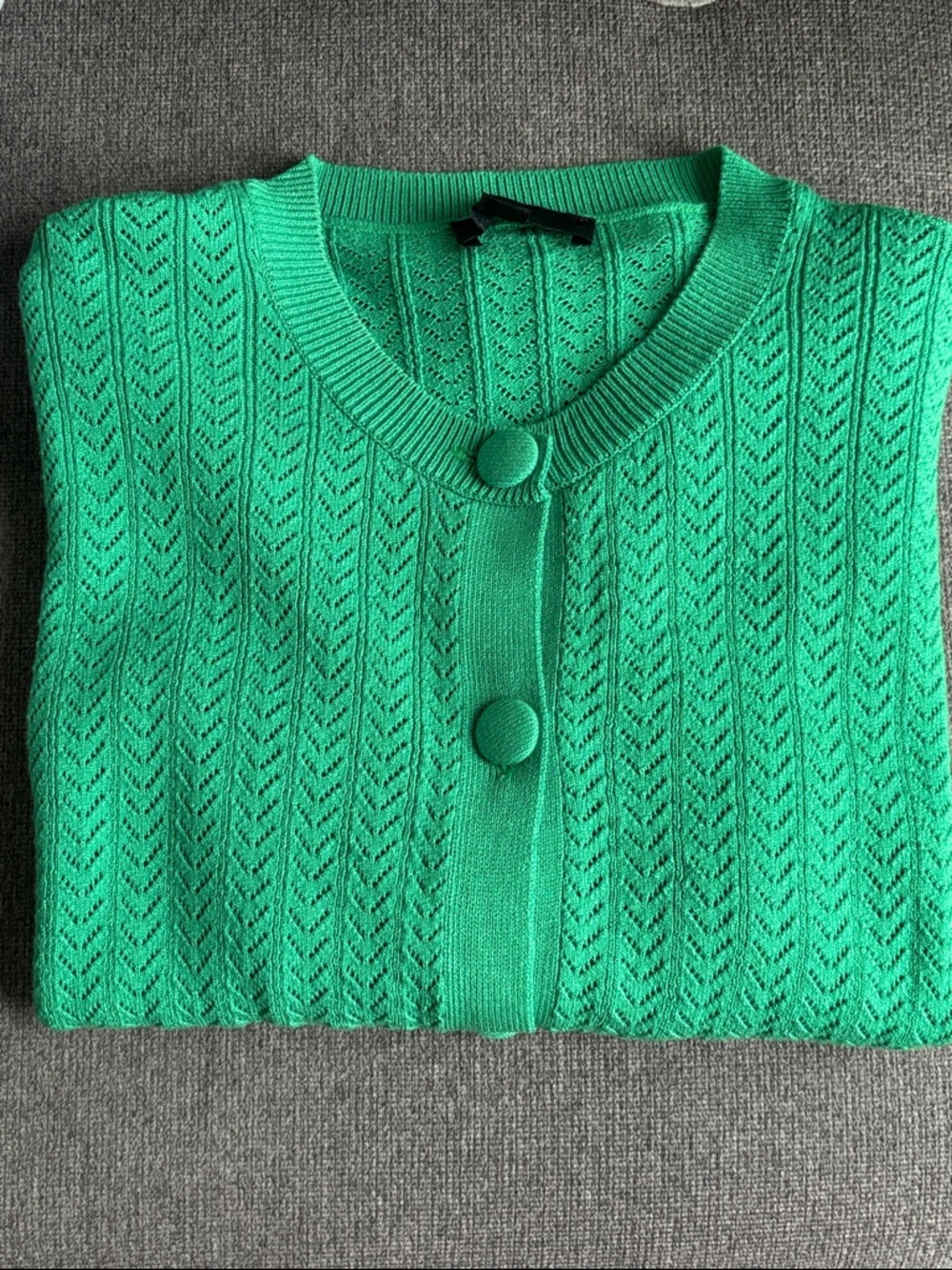 Zara Green Short-Sleeve Button-Front Cardigan - Picture 5 of 5